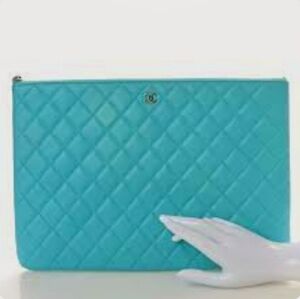 CHANEL Turquoise Quilted Pouch Authentic!!!